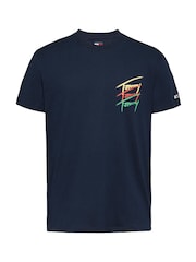 Синий - Tommy Jeans Regular Fit Cotton T-Shirt - Image 5 of 7