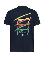 Синий - Tommy Jeans Regular Fit Cotton T-Shirt - Image 6 of 7