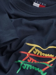 Синий - Tommy Jeans Regular Fit Cotton T-Shirt - Image 7 of 7