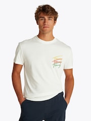 Белый с хромированной отделкой - Tommy Jeans Regular Fit Cotton T-Shirt - Image 1 of 7