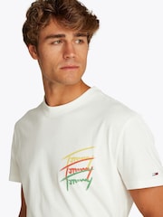 Белый с хромированной отделкой - Tommy Jeans Regular Fit Cotton T-Shirt - Image 4 of 7