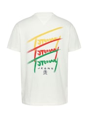 Белый с хромированной отделкой - Tommy Jeans Regular Fit Cotton T-Shirt - Image 6 of 7