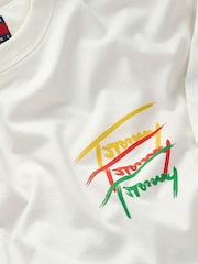 Белый с хромированной отделкой - Tommy Jeans Regular Fit Cotton T-Shirt - Image 7 of 7