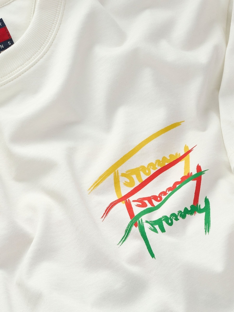 Белый с хромированной отделкой - Tommy Jeans Regular Fit Cotton T-Shirt - Image 7 of 7