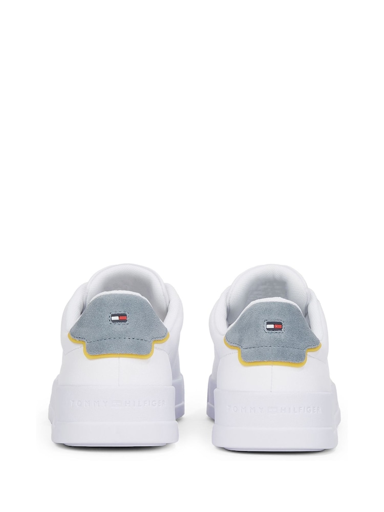 Tommy Hilfiger White Chrome Court Essential Leather Trainers - Image 5 of 6