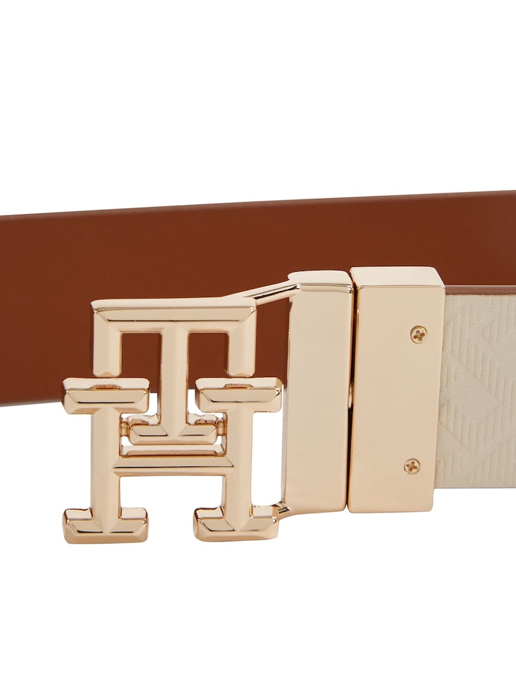 Tommy Hilfiger Brown Logo Reversible Leather Belt - Image 4 of 4