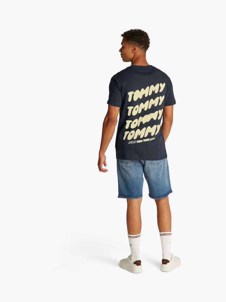 Tommy Jeans Blue Navy Regular Fit Bubble Back Short Sleeve 100% Cotton T-Shirt - Image 1 of 7 Tommy Jeans Blue Navy Regular Fit Bubble Back Short Sleeve 100% Cotton T-Shirt - Image 1 of 7