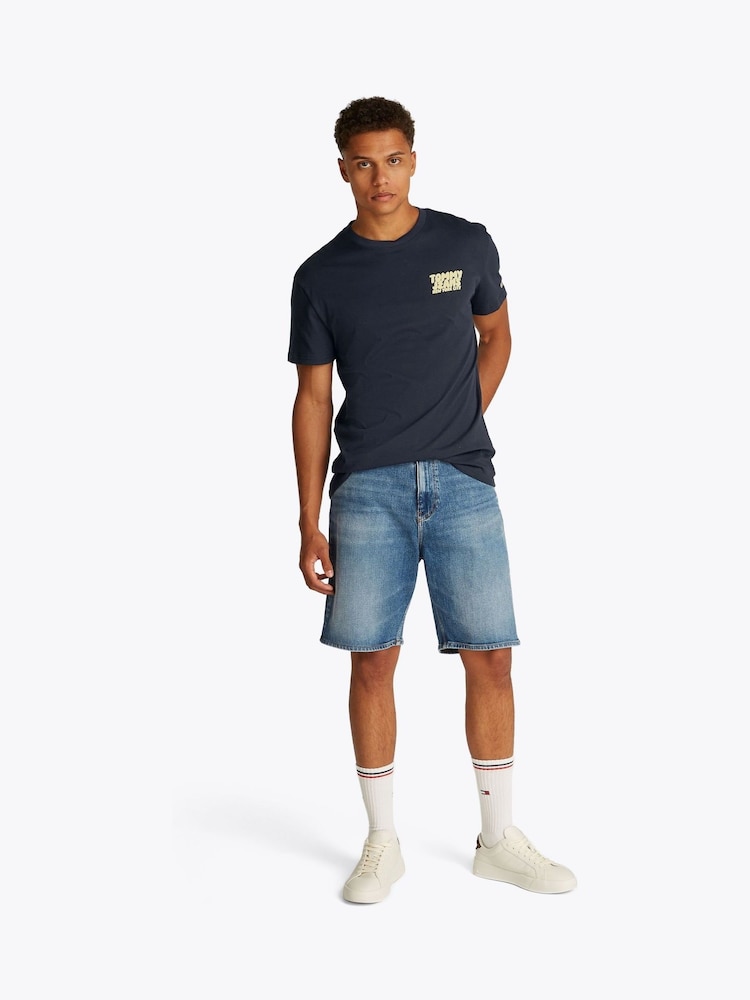 Tommy Jeans Blue Navy Regular Fit Bubble Back Short Sleeve 100% Cotton T-Shirt - Image 2 of 7