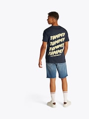 Tommy Jeans Blue Navy Regular Fit Bubble Back Short Sleeve 100% Cotton T-Shirt - Image 3 of 7