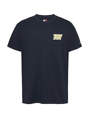 Tommy Jeans Blue Navy Regular Fit Bubble Back Short Sleeve 100% Cotton T-Shirt - Image 5 of 7