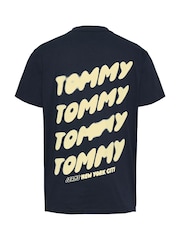 Tommy Jeans Blue Navy Regular Fit Bubble Back Short Sleeve 100% Cotton T-Shirt - Image 6 of 7