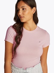 Tommy Jeans Pink Slim Crew Neck 100% Cotton T-Shirt - Image 4 of 7