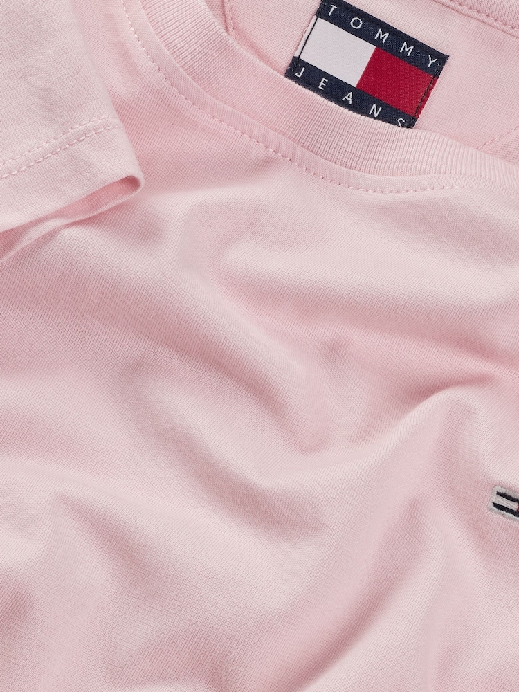 Tommy Jeans Pink Slim Crew Neck 100% Cotton T-Shirt - Image 7 of 7