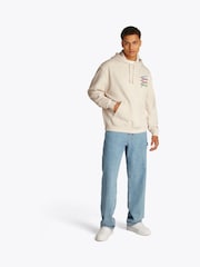 Tommy Jeans Cream Relaxed Signature 100% Cotton Hoodie - Image 2 of 7