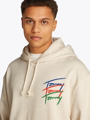 Tommy Jeans Cream Relaxed Signature 100% Cotton Hoodie - Image 4 of 7