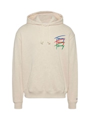 Tommy Jeans Cream Relaxed Signature 100% Cotton Hoodie - Image 5 of 7