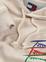 Tommy Jeans Cream Relaxed Signature 100% Cotton Hoodie - Image 7 of 7