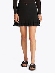 Tommy Jeans Black Pointelle Mini 100% Cotton Skirt - Image 1 of 7