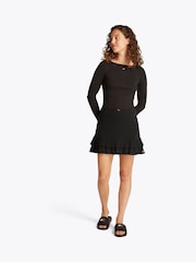 Tommy Jeans Black Pointelle Mini 100% Cotton Skirt - Image 2 of 7