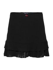 Tommy Jeans Black Pointelle Mini 100% Cotton Skirt - Image 5 of 7