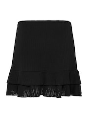 Tommy Jeans Black Pointelle Mini 100% Cotton Skirt - Image 6 of 7
