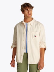 Tommy Jeans White 100% Cotton Slub Long Sleeve Overshirt - Image 1 of 7