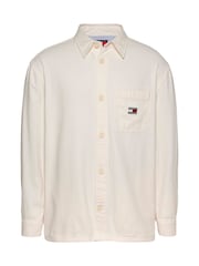 Tommy Jeans White 100% Cotton Slub Long Sleeve Overshirt - Image 5 of 7