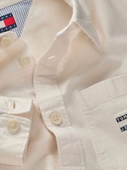 Tommy Jeans White 100% Cotton Slub Long Sleeve Overshirt - Image 7 of 7