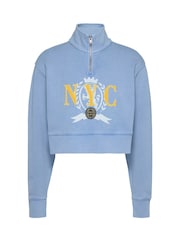 Tommy Jeans Light Blue Boxy Cropped Varsity 100% Cotton Sweat Top - Image 5 of 7