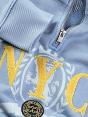 Tommy Jeans Light Blue Boxy Cropped Varsity 100% Cotton Sweat Top - Image 7 of 7