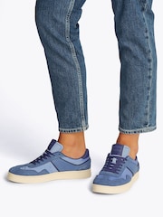 Tommy Hilfiger Light Blue 100% Linen High Vulcanised Low Core Chambray Trainers - Image 1 of 6