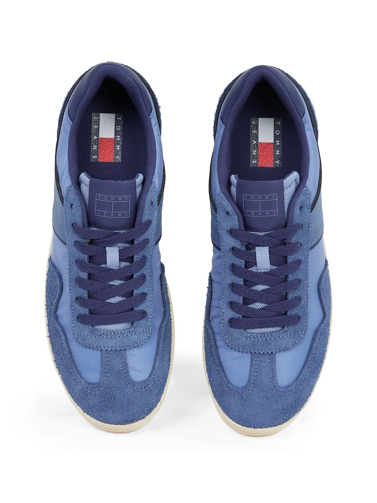 Tommy Hilfiger Light Blue 100% Linen High Vulcanised Low Core Chambray Trainers - Image 6 of 6