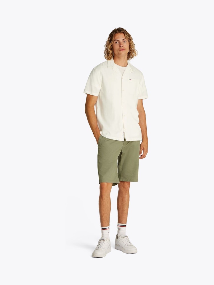 Tommy Jeans White Linen Blend Short Sleeve Shirt - Image 2 of 7