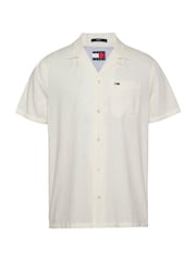 Tommy Jeans White Linen Blend Short Sleeve Shirt - Image 5 of 7