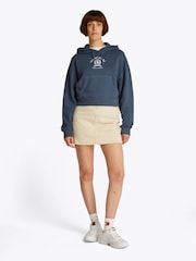 Tommy Jeans Blue Boxy Cropped Varsity 100% Cotton Sweat Top - Image 4 of 7