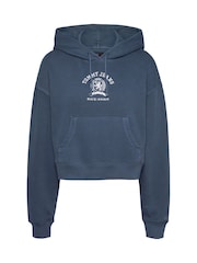 Tommy Jeans Blue Boxy Cropped Varsity 100% Cotton Sweat Top - Image 5 of 7