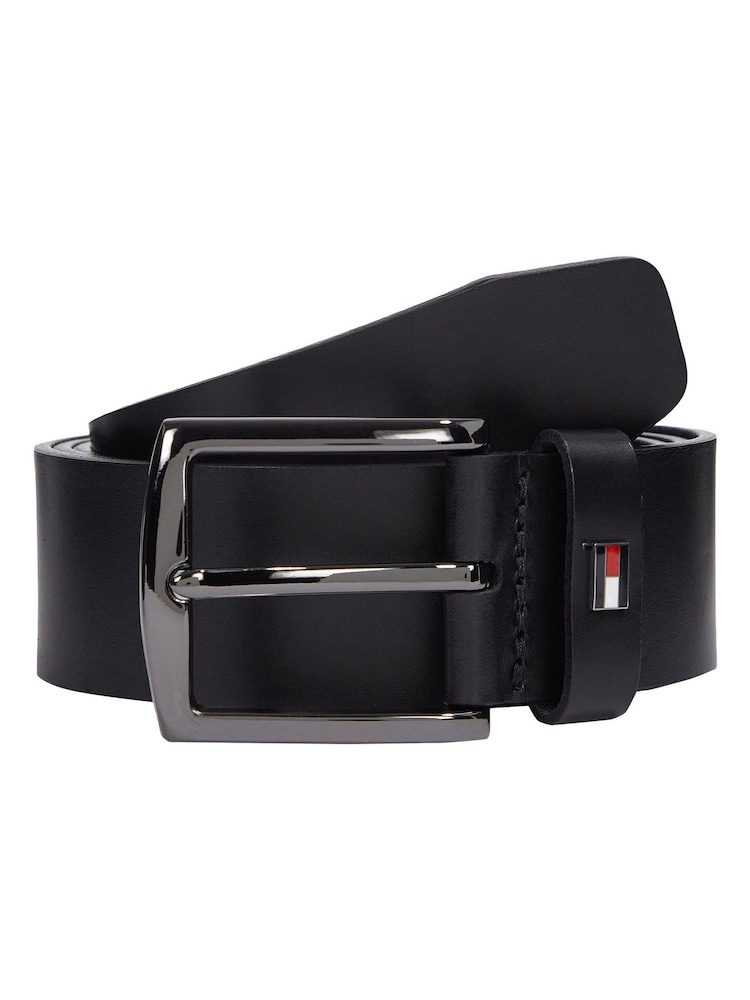Tommy Hilfiger Black Denton Leather Belt - Image 1 of 4 Tommy Hilfiger Black Denton Leather Belt - Image 1 of 4