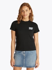 Tommy Jeans Black Regular Fit Bubble 100% Cotton T-Shirt - Image 1 of 7