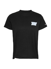 Tommy Jeans Black Regular Fit Bubble 100% Cotton T-Shirt - Image 5 of 7