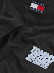 Tommy Jeans Black Regular Fit Bubble 100% Cotton T-Shirt - Image 7 of 7