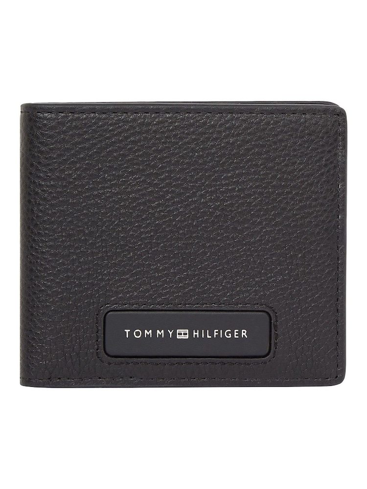 Tommy Hilfiger Black Leather Monogram Mini Card Wallet - Image 1 of 4