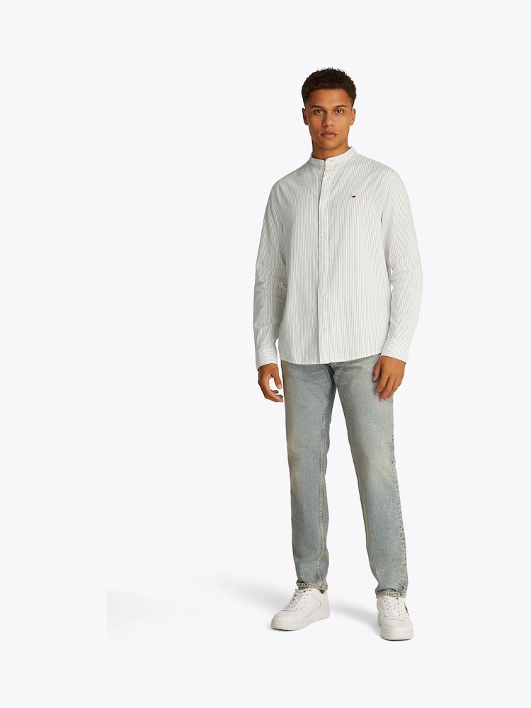 Tommy Jeans White Linen Mix Stripe Shirt - Image 2 of 7