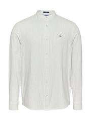 Tommy Jeans White Linen Mix Stripe Shirt - Image 5 of 7