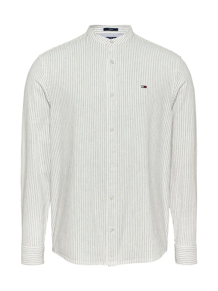 Tommy Jeans White Linen Mix Stripe Shirt - Image 5 of 7