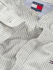 Tommy Jeans White Linen Mix Stripe Shirt - Image 7 of 7