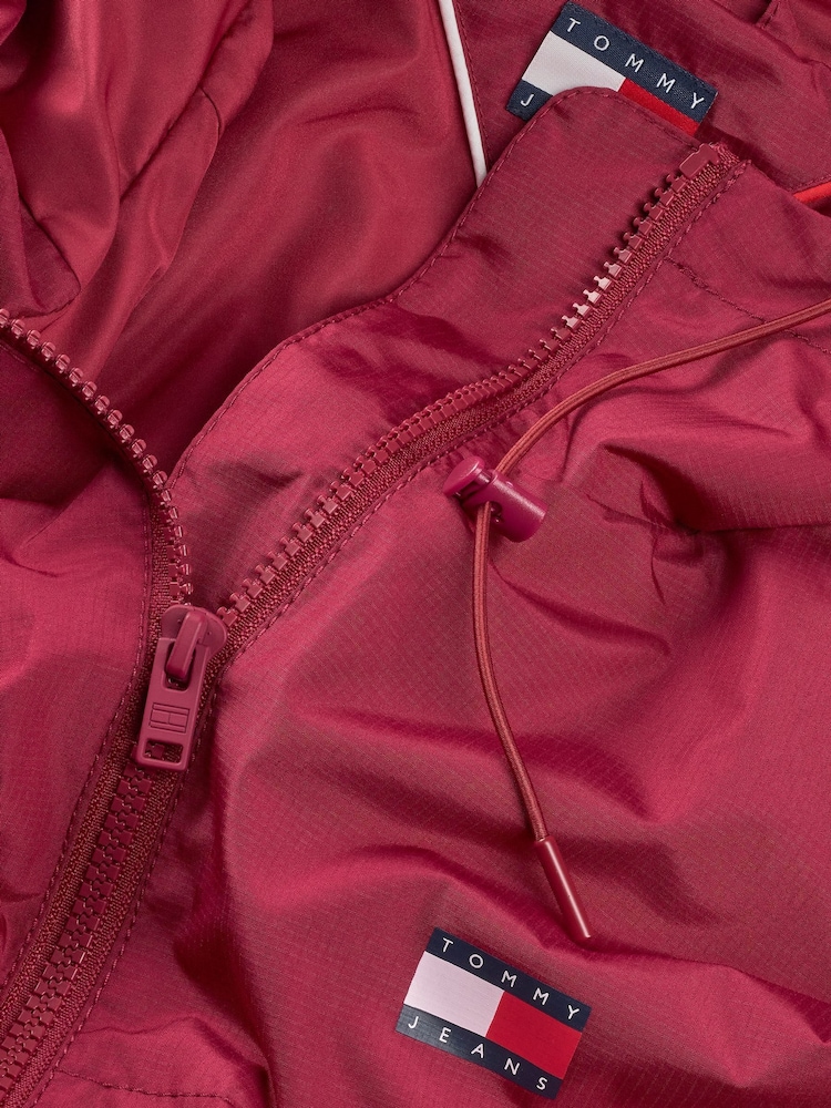 Tommy Jeans Red Essential Windbreaker Jacket - Image 7 of 7