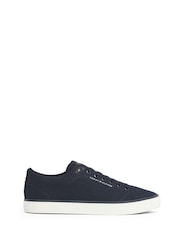 Tommy Hilfiger Blue 100% Linen High Vulcanised Low Core Chambray Trainers - Image 2 of 6