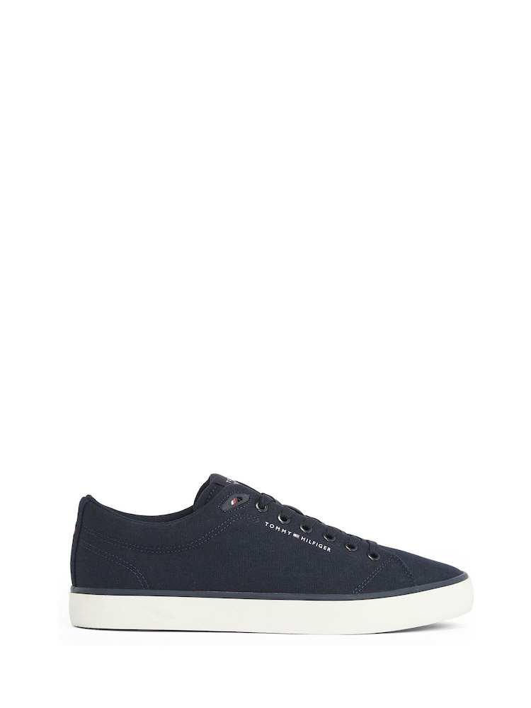 Tommy Hilfiger Blue 100% Linen High Vulcanised Low Core Chambray Trainers - Image 2 of 6