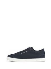 Tommy Hilfiger Blue 100% Linen High Vulcanised Low Core Chambray Trainers - Image 3 of 6