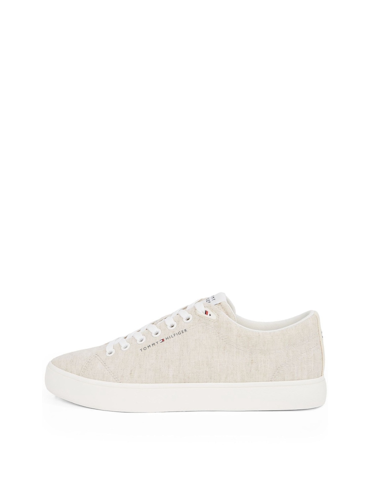 Tommy Hilfiger Natural 100% Linen High Vulcanised Low Core Chambray Trainers - Image 3 of 6